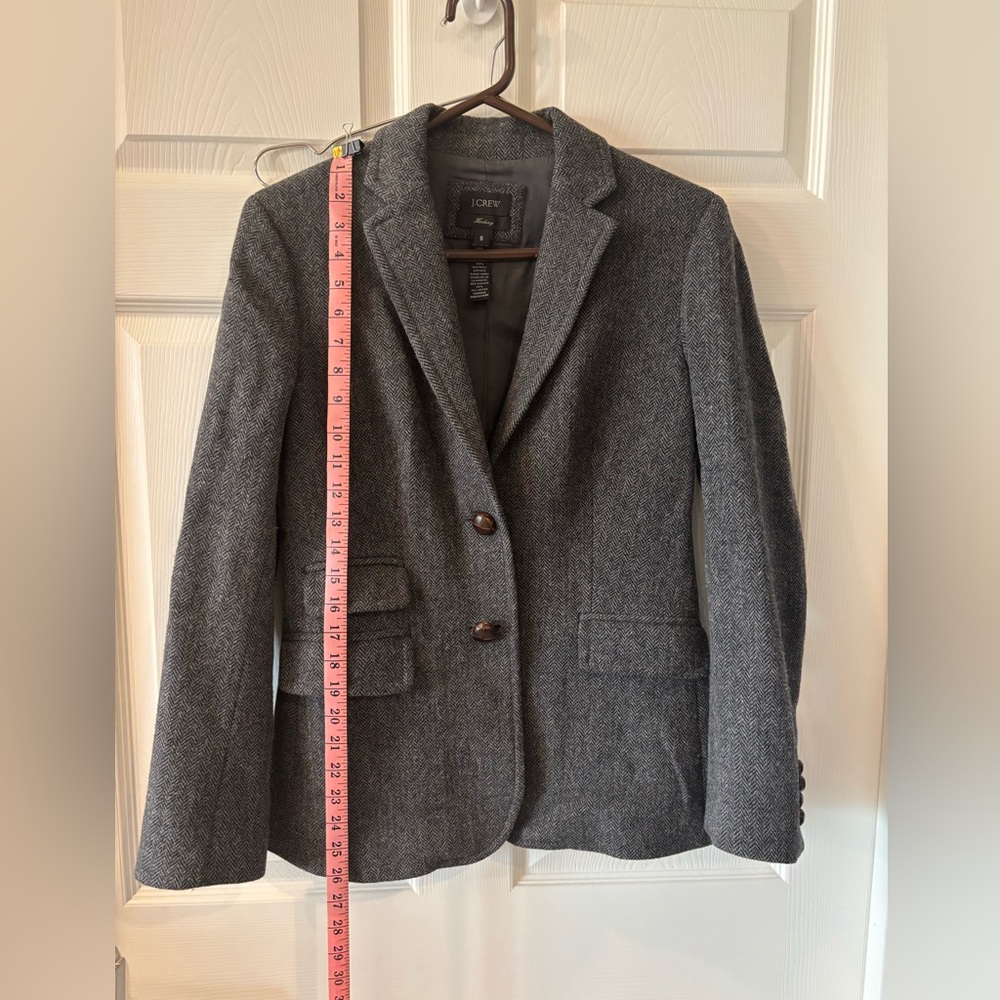 J. Crew Wool Herringbone Blazer with Notched Lapels Size 8.